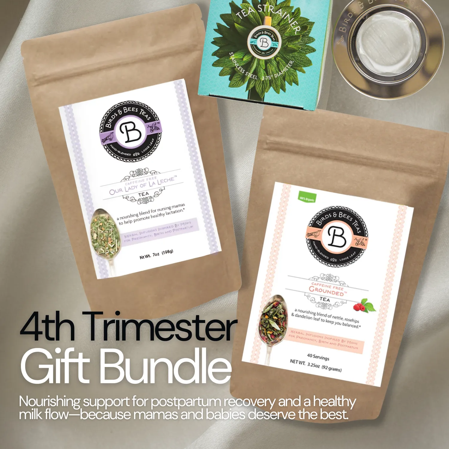 Birds & Bees Tea Trimester Bundle gravidte paket med sil