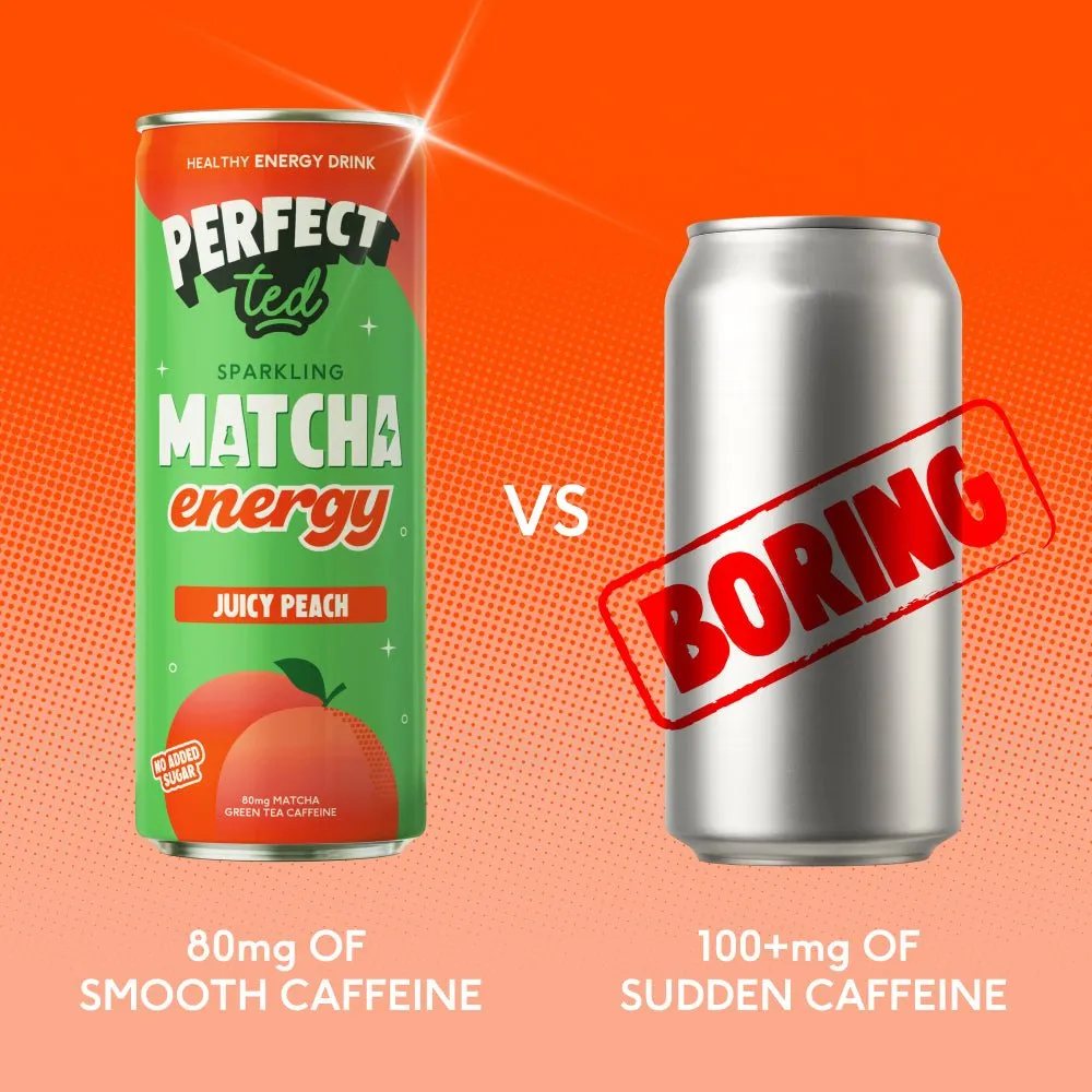Perfect Ted Juicy Peach matcha energidryck 12-pack