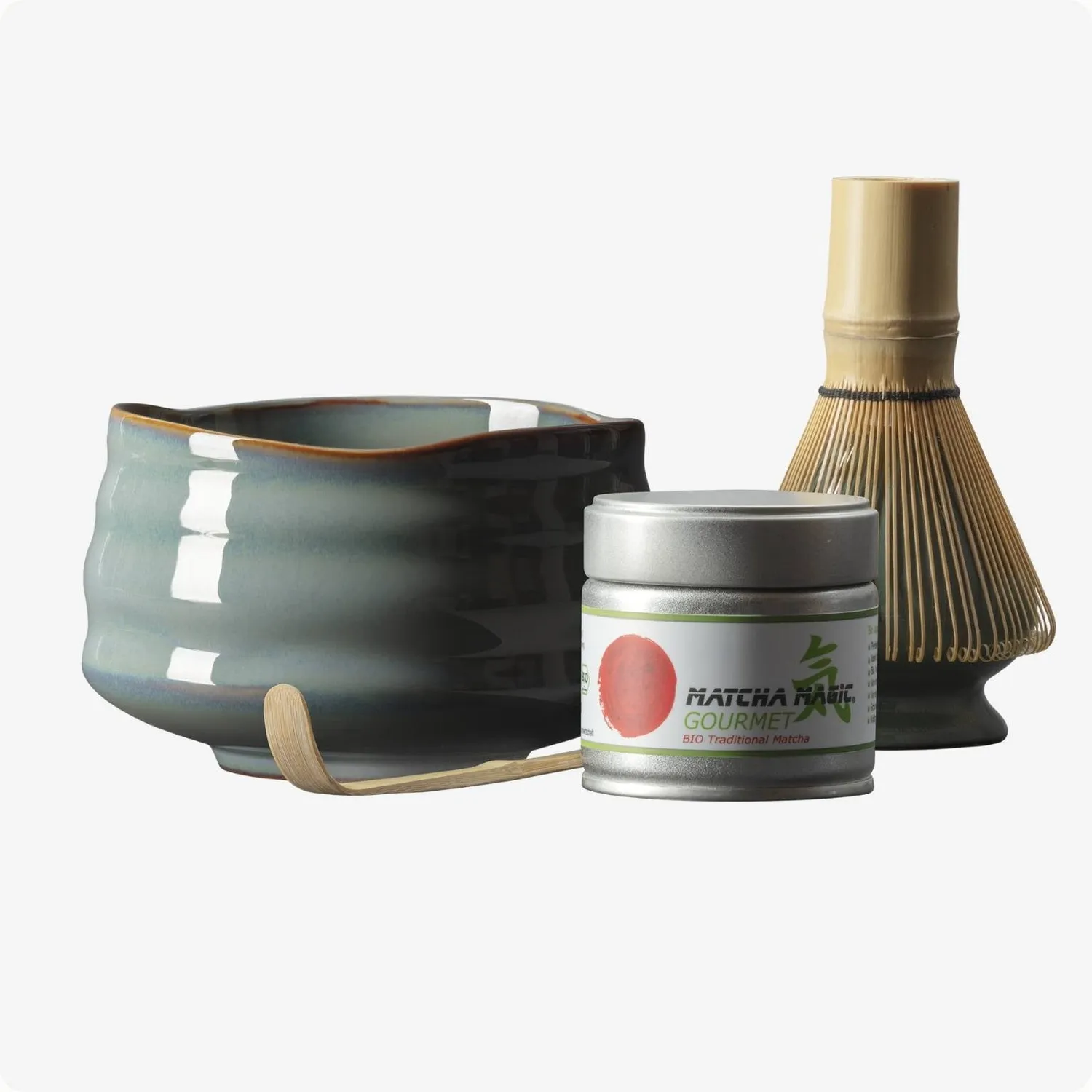 Matcha Magic Tiruburu matchaset skål visp presentbox