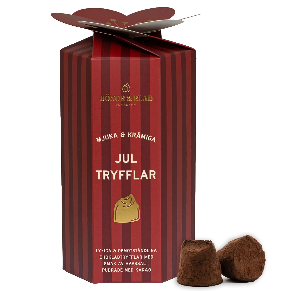 Bönor & Blad Jultryfflar chokladtryfflar havssalt ask