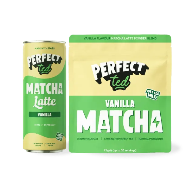 Perfect Ted vanilla bundle matchapulver + latte 12-pack