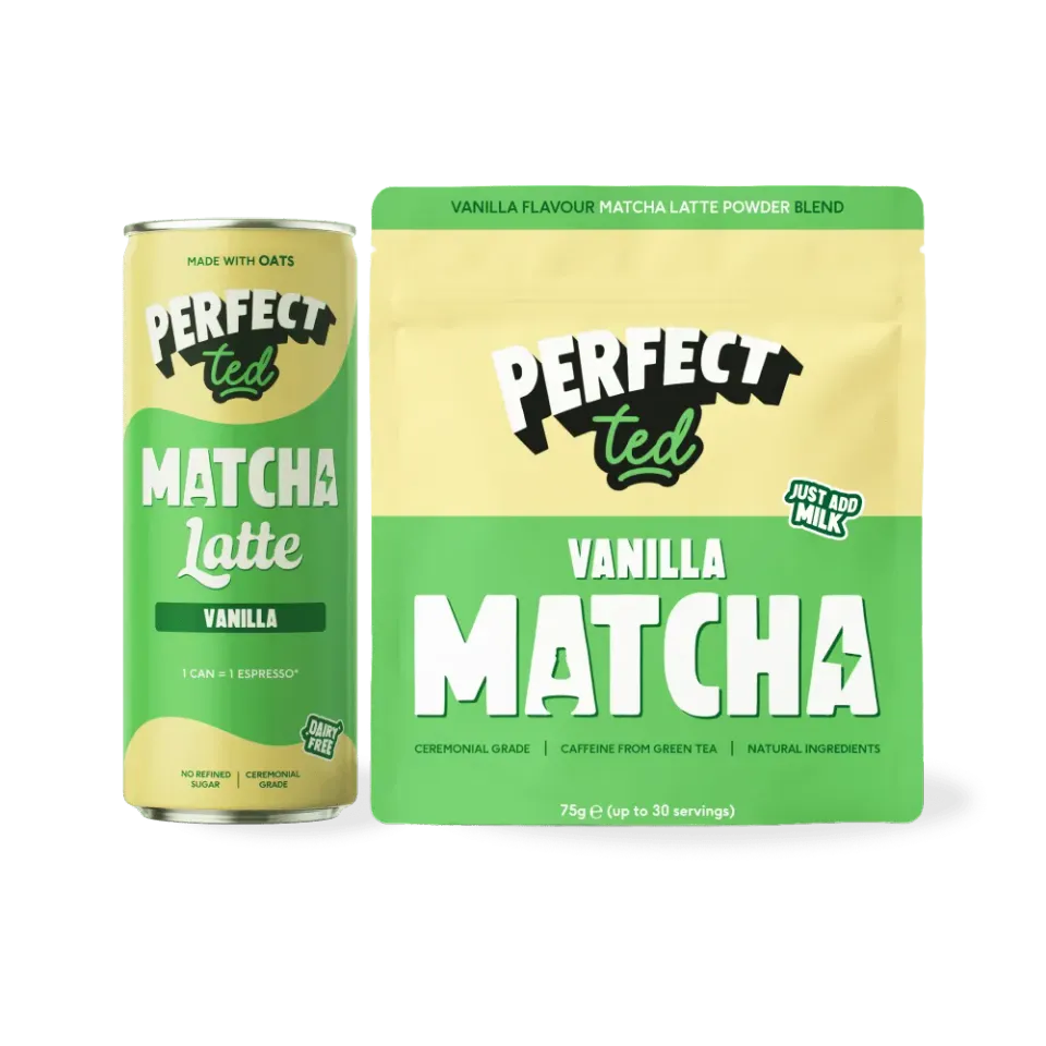 Perfect Ted vanilla bundle matchapulver + latte 12-pack