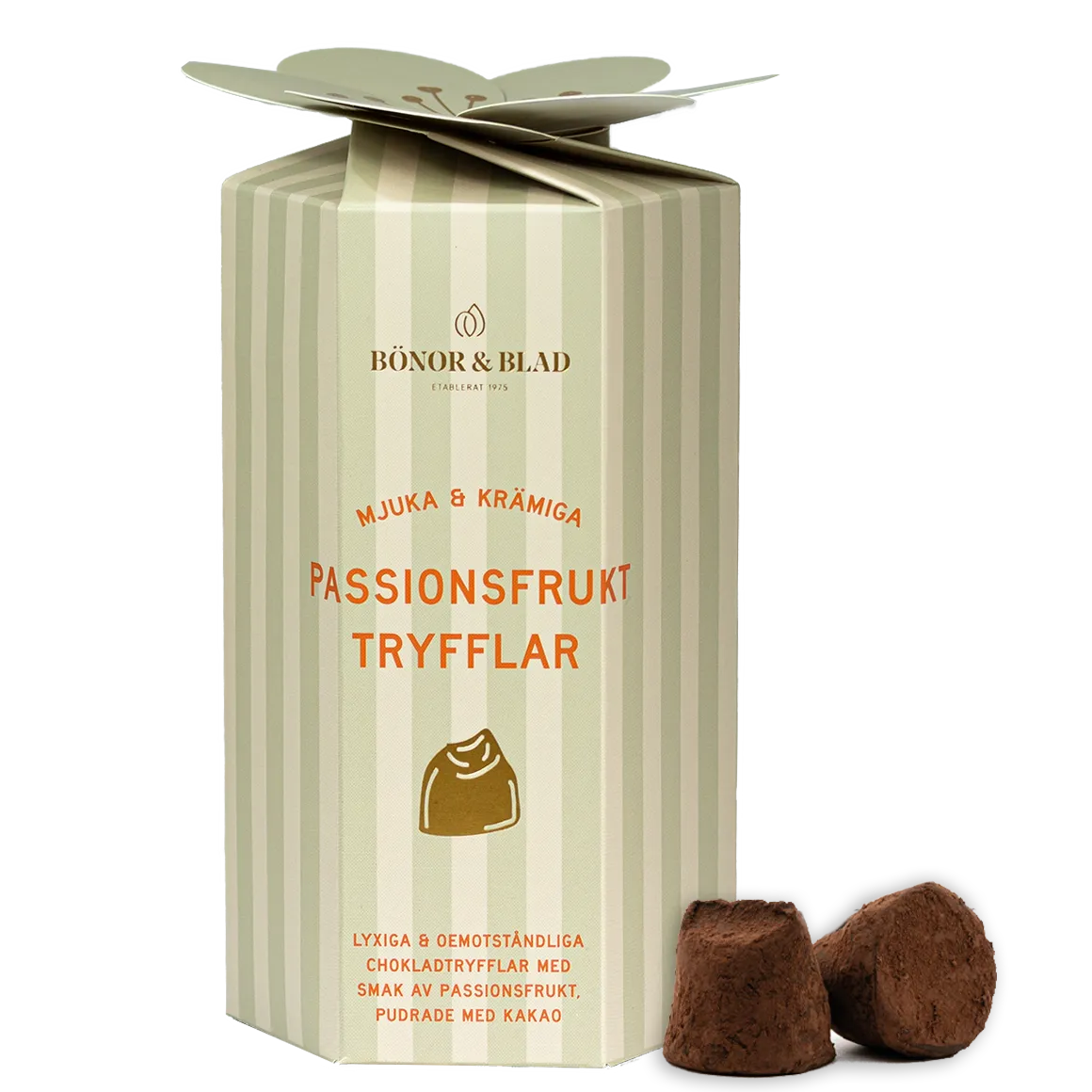 Bönor & Blad tryfflar passionsfrukt chokladtryffel