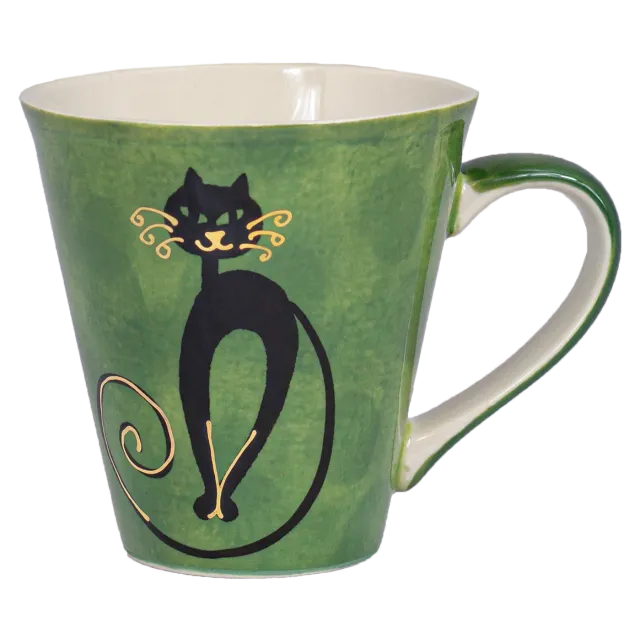 Bönor & Blad Mitsy kopp grön katt 10 cm