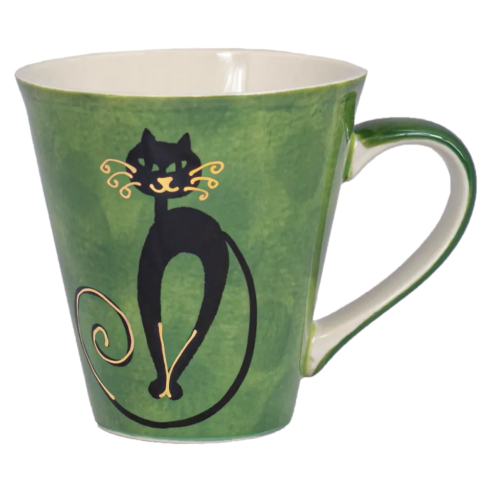 Bönor & Blad Mitsy kopp grön katt 10 cm