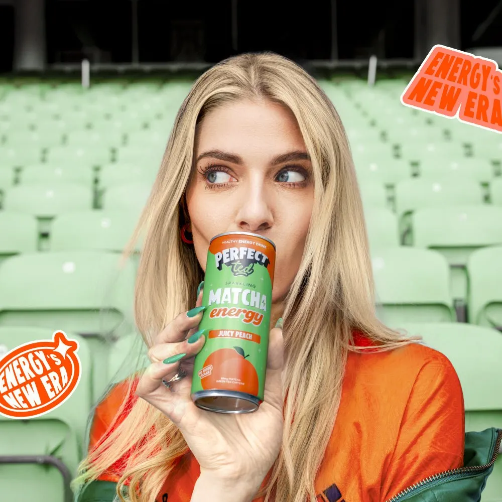 Perfect Ted Juicy Peach matcha energidryck 12-pack