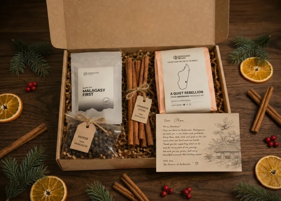 Renegade Tea Estate Malagasy Christmas gåvobox te kaffe kryddor