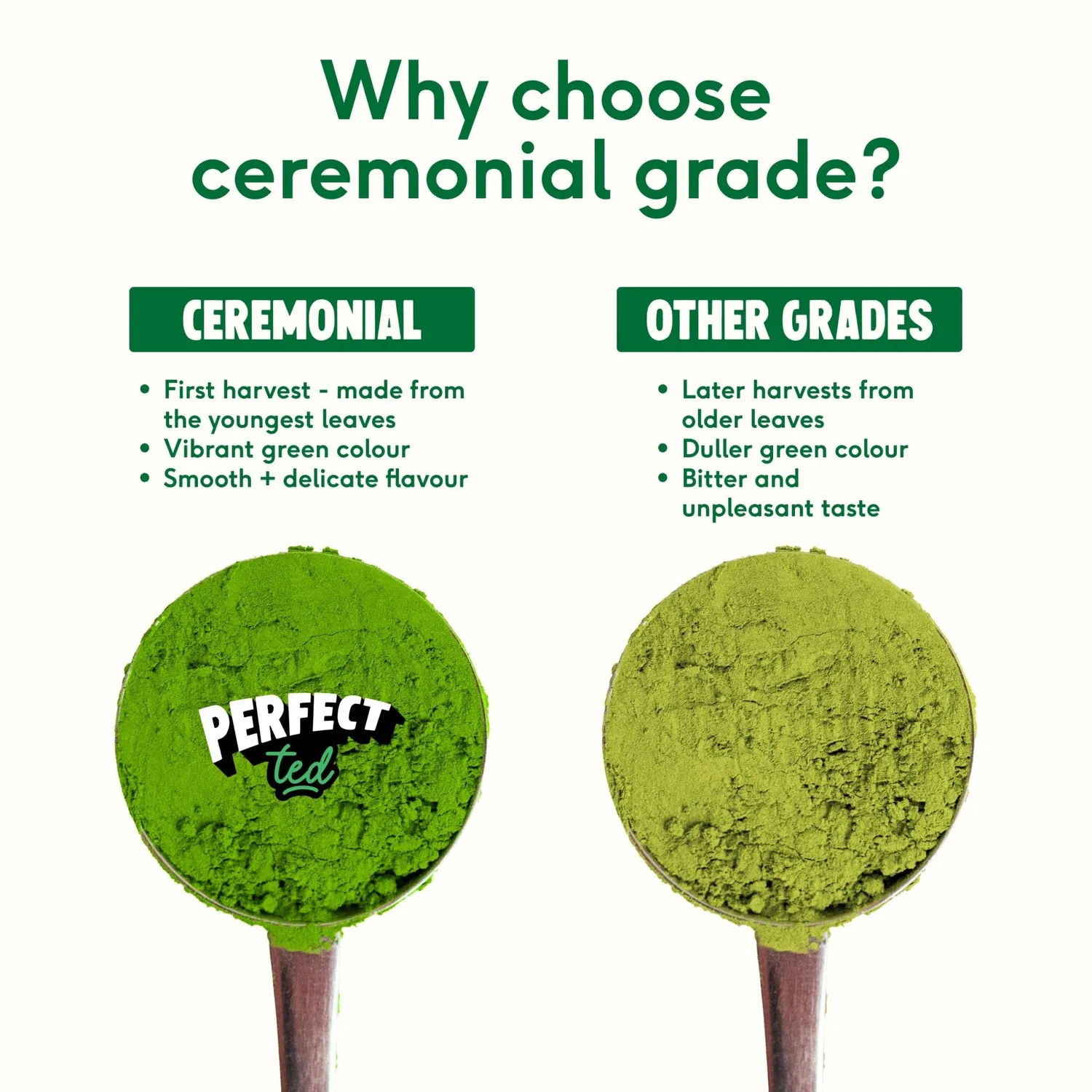Perfect Ted Ceremonial Matcha portionspåsar sötad rörsocker