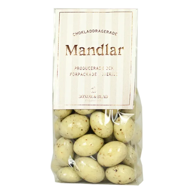 Bönor & Blad Kolamandel vit choklad chokladmandlar kola