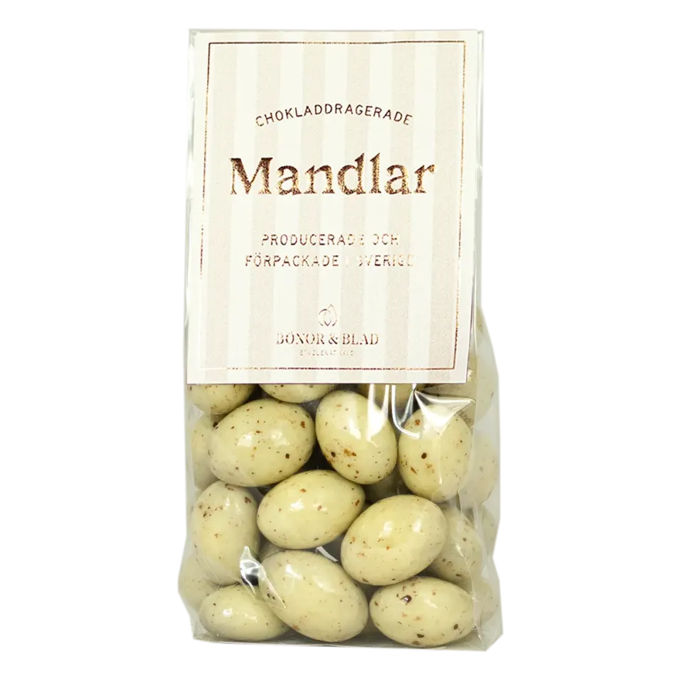 Bönor & Blad Kolamandel vit choklad chokladmandlar kola