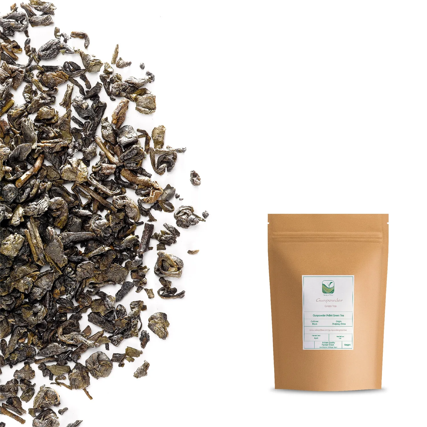 Valley of Tea Gunpowder grönt te 100g rökig