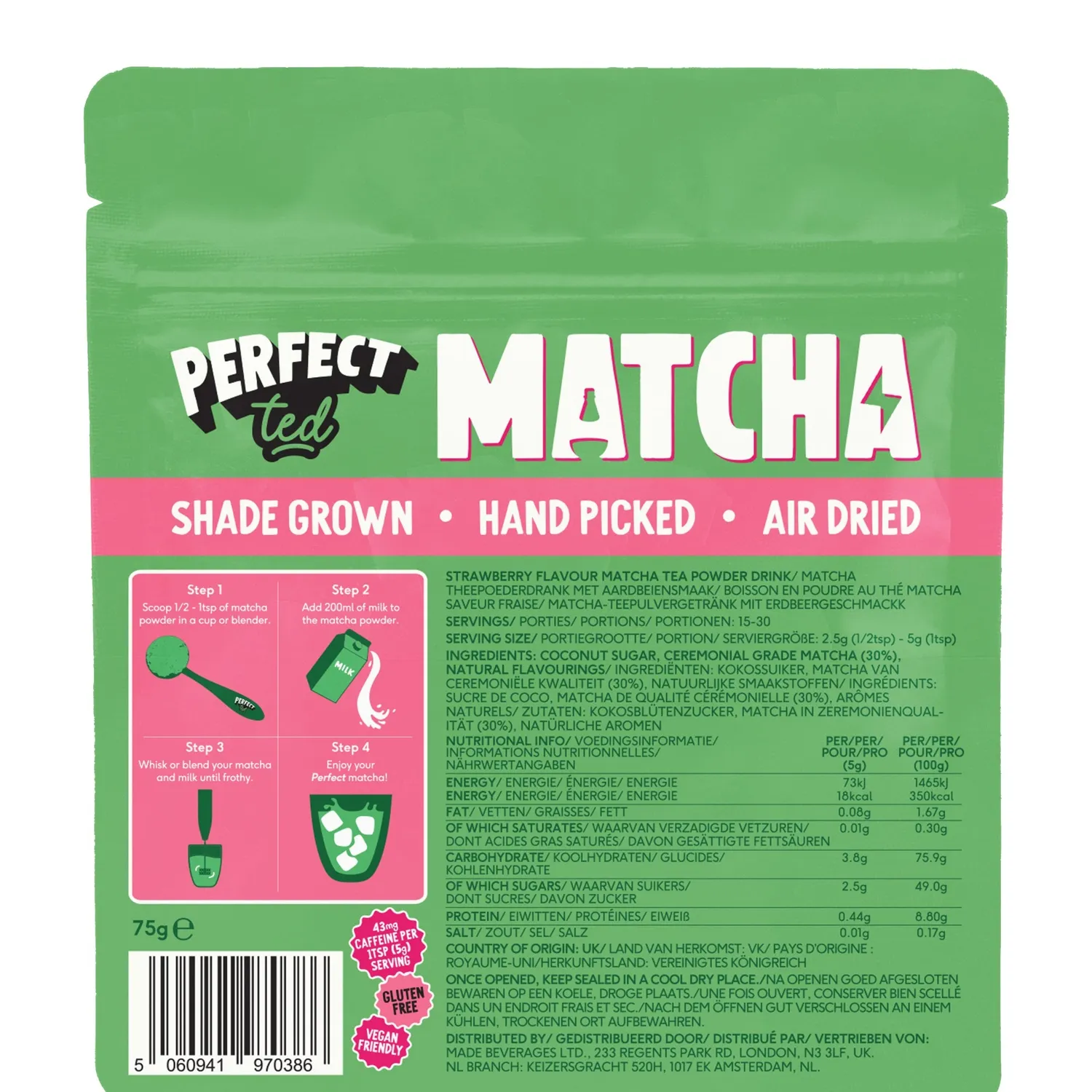 Perfect Ted Strawberry Bundle matchapulver jordgubb