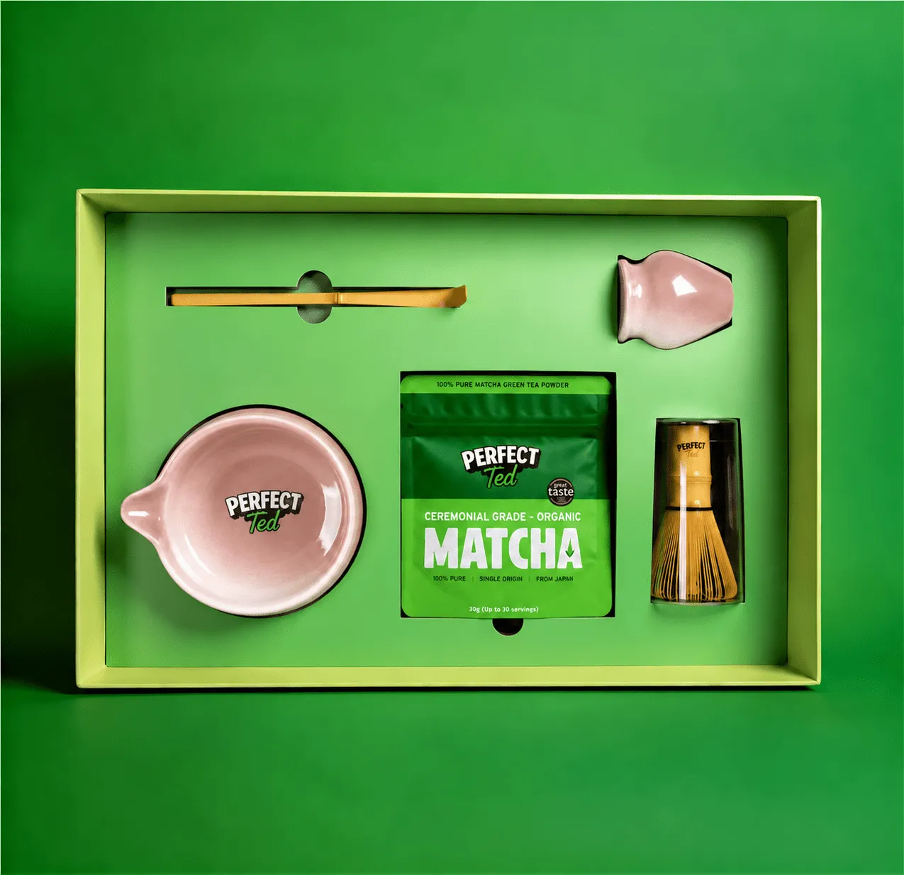 Perfect Ted pink matcha set ceremonieset 5-delar
