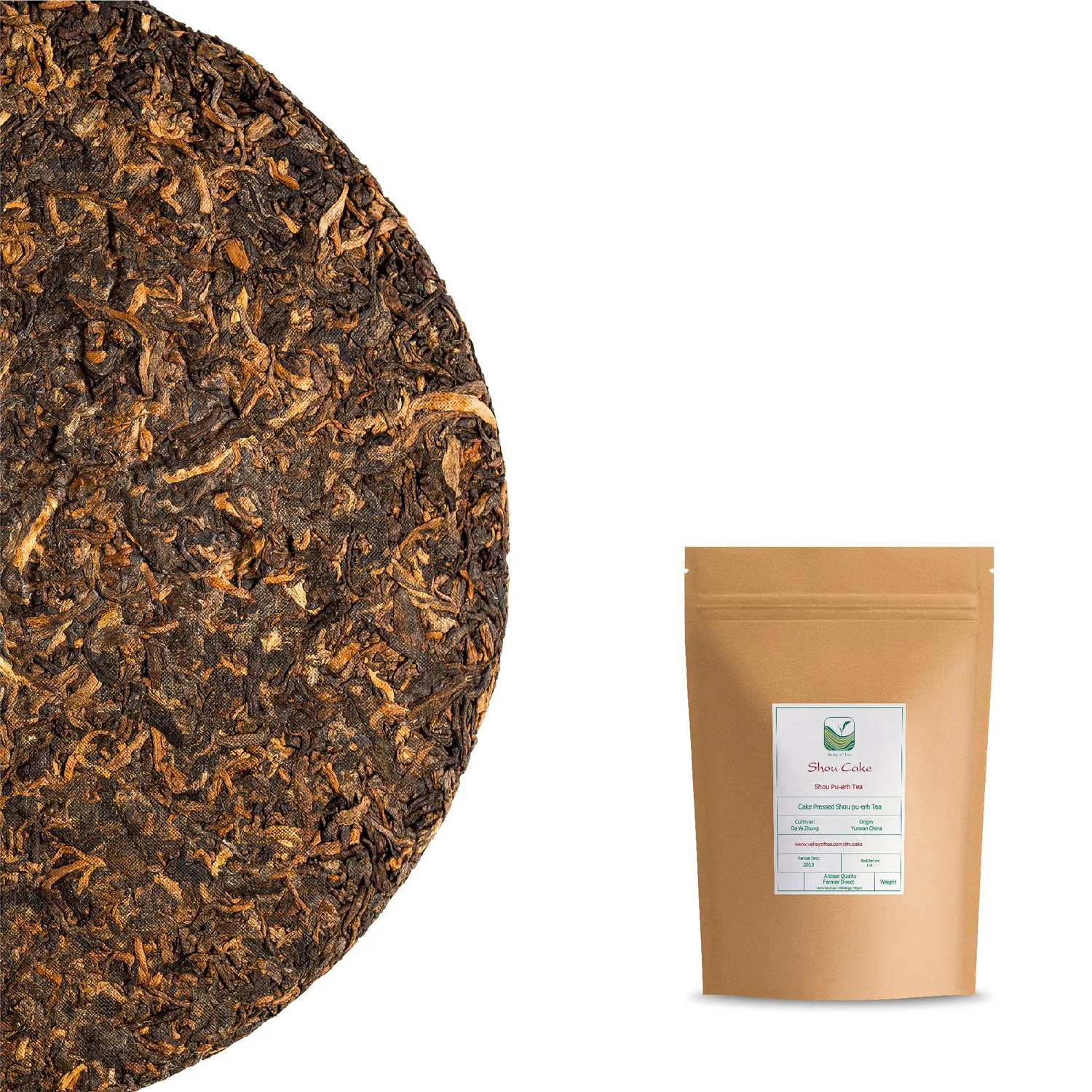 Valley of Tea Shou Cake pu-erh te 357g kaka