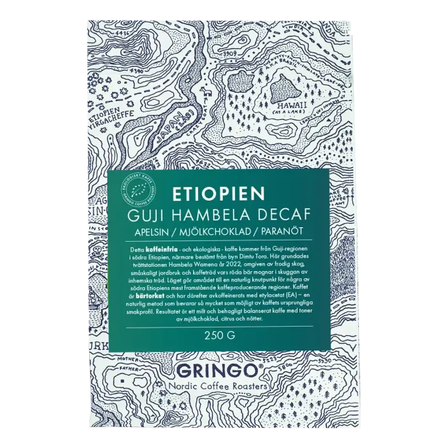 Gringo Etiopien Guiju Hambela Decaf koffeinfritt kaffe 250g
