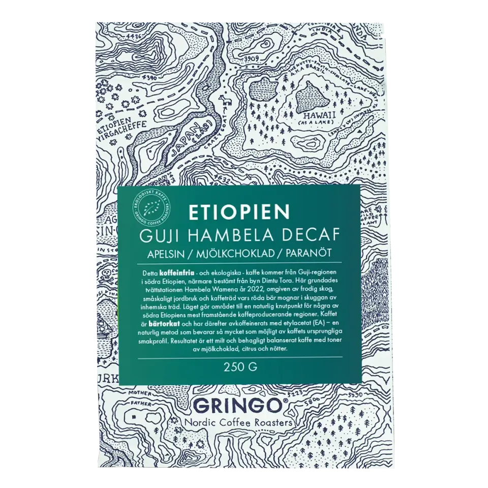 Gringo Etiopien Guiju Hambela Decaf koffeinfritt kaffe 250g
