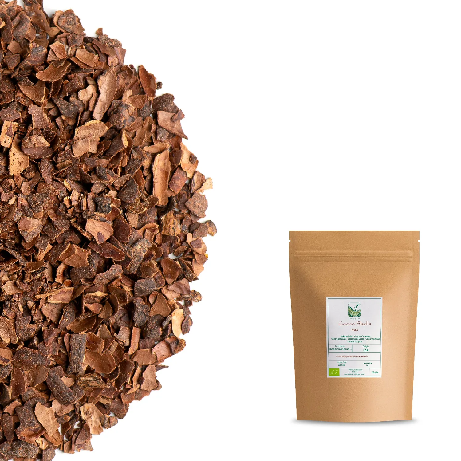 Valley of Tea Kakaoskal te 200 g chokladsmak