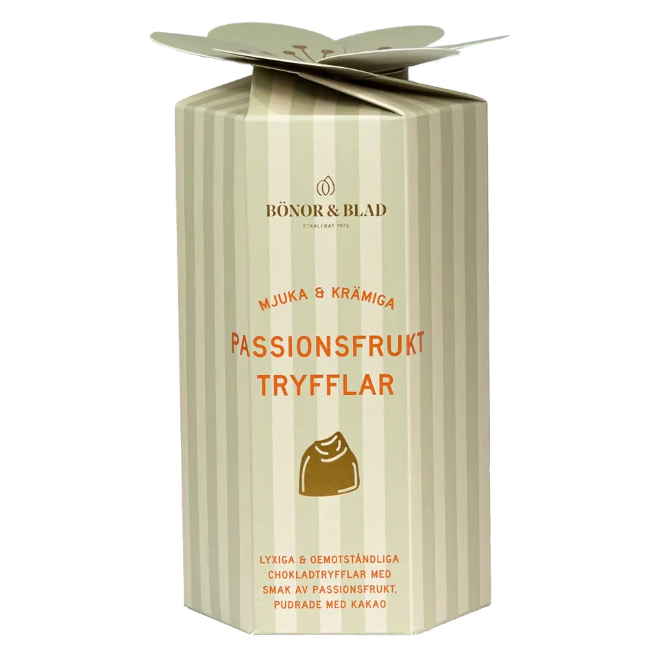 Bönor & Blad tryfflar passionsfrukt chokladtryffel